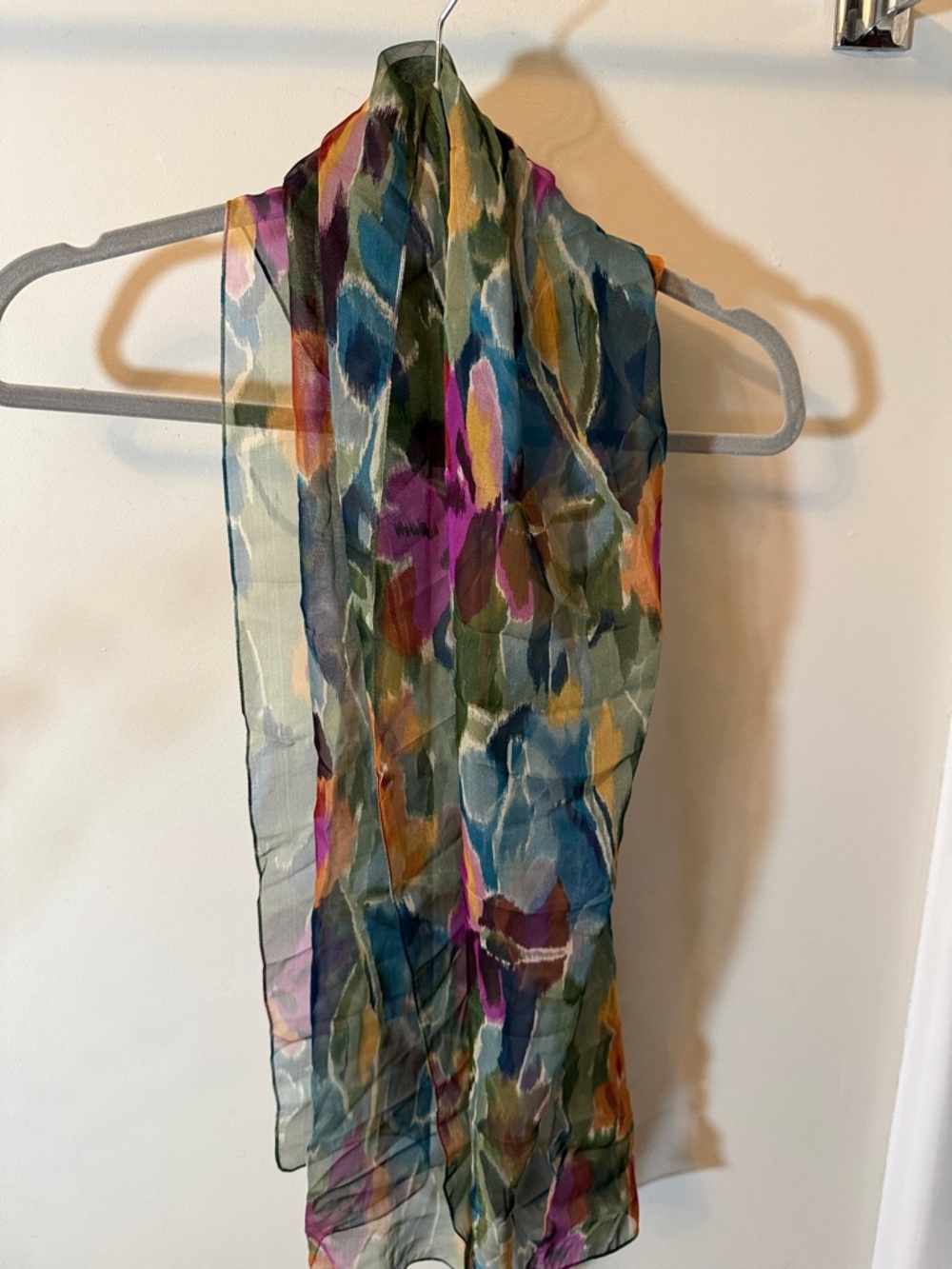 Vintage Chico's Multicolor Watercolor Silk-Feel Scarf